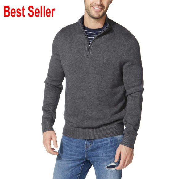 Classic Quarter-Zip Sweater Cotton Knit Preppy Office Casual Layered Style